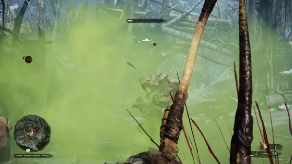 Tak ada granat? Tak masalah. Suku purba yang dipotret Ubisoft ini punya banyak senjata lempar dengan efek area, termasuk lebah hingga racun seperti ini.