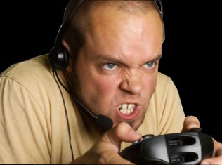 intense angry video gamer