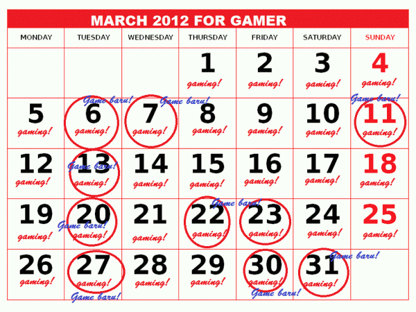 march 2012 calendar