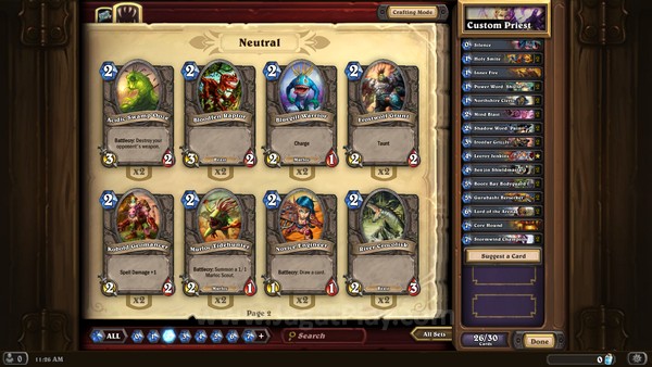 Bebas membangun deck Anda sendiri, kombinasi antara mana, fungsi kartu, dan hero akan membuka kebebasan bagaimana Anda hendak memainkan Hearthstone ini. 