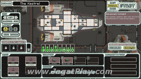 Konten FTL: Advanced Edition bisa diaktif-nonaktifkan melalui menu di Hangar.