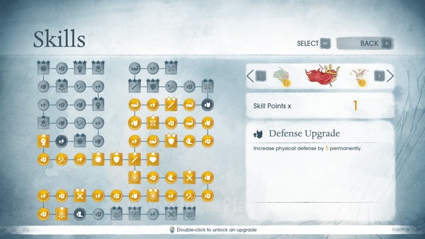 Review Child of Light: RPG “Jepang” yang Berbeda! 8 Setiap kenaikan level akan memberikan ekstra Skill Points yang bisa disematkan di pohon Skill yang cukup luas.