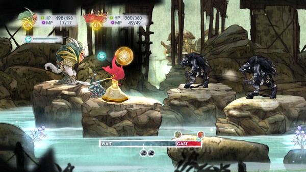Review Child of Light: RPG “Jepang” yang Berbeda! 3 Namun begitu Anda menyentuh musuh yang ada, Anda akan langsung masuk dalam sistem pertarungan ala JRPG, lengkap dengan ATB dan mengeksekusi perintah berbasis giliran.