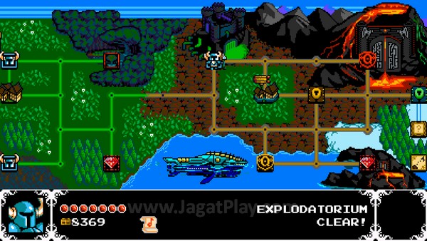 Review Shovel Knight: Mesin Waktu ke Tahun 1990! 4 Peta dunia yang bisa Anda akses berbentuk point.