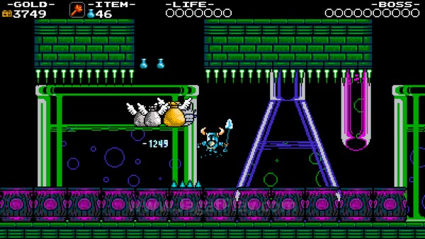 Review Shovel Knight: Mesin Waktu ke Tahun 1990! 6 Meminjam sistem souls dari Dark Souls, Anda akan menjatuhkan sejumlah uang ketika tewas. Uang yang bisa raih kembali jika Anda berhasil mencapai tempat yang sama.