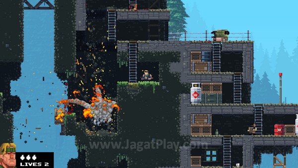 Review Expendabros: Sinergi Film - Game Keren dan GRATIS! 6 Serangan tidak hanya membunuh musuh, tetapi juga bisa menghancurkan lingkungan.