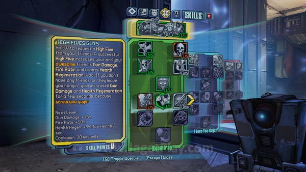 Review Borderlands – The Pre-Sequel: Hanya Sedikit Berbeda! 4 Setiap karakter juga akan mengusung tiga cabang skill tree yang berbeda, yang masing-masing menawarkan fokus dan gaya bermain yang berbeda.