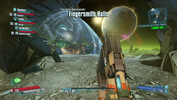 Review Borderlands – The Pre-Sequel: Hanya Sedikit Berbeda! 6 Bertarung di medan pertempuran yang hampa udara, karakter Anda kini butuh oksigen untuk terus bertahan hidup. Lewat equipment baru - 02 Kit Anda bisa menyimpan cadangan udara.