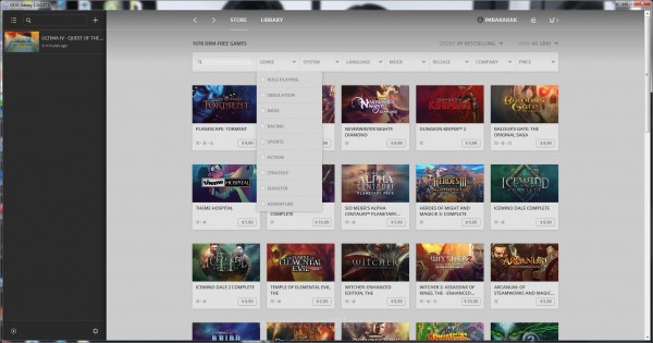 Hanya ada sekitar 1.000-an game di store GOG Galaxy saat ini. Sebagian besar merupakan game lawas.