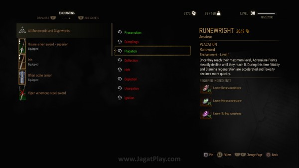 Review The Witcher 3 – Hearts of Stone: Kembali Berburu! 3 Runewords dan Glyphwords menawarkan buff unik dan berbeda dibandingkan dengan sekedar Glyph.