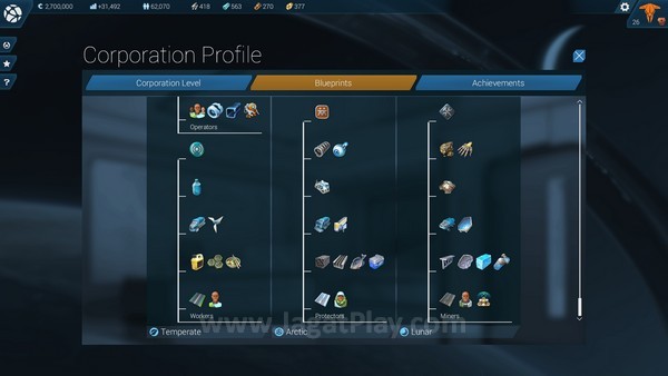 Review Anno 2205: Membangun Tanpa Pusing! 8 Fasilitas kelas atas dapat diakses seiring dengan bertambahnya jumlah karyawan dari beragam jenis
