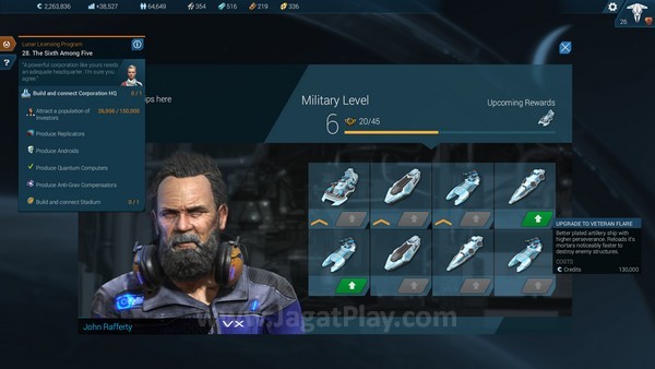 Review Anno 2205: Membangun Tanpa Pusing! 9 Naikkan level militer untuk memperkuat armada tempur dengan upgrade