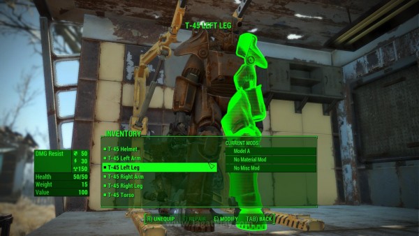 Review Fallout 4: Tak Sefantastis yang Dibayangkan! 8 Tak hanya mengganti bagian part Power Armor dengan varian lain yang Anda temukan di sepanjang perjalanan, Anda juga bisa memodifikasi setiap bagiannya.