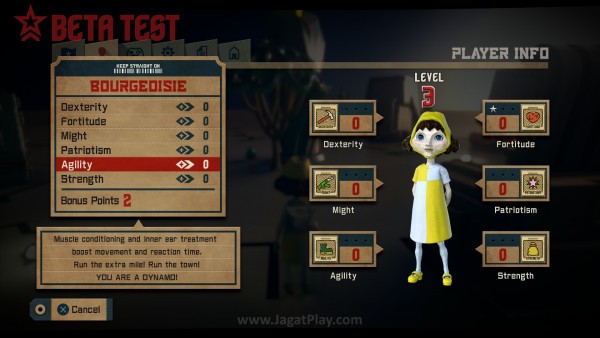 Sistem level up dan poin atribut layaknya sebuah game RPG.