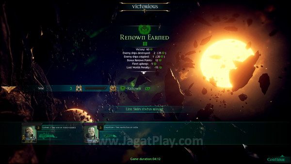 Review Battlefleet Gothic Armada: Akhirnya, Space Battle di Warhammer 40K! 3 Setiap selesai bertarung, Anda akan mendapatkan experience point dan Renown Point