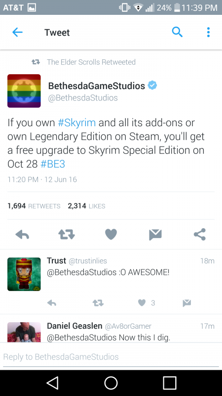 Gamer yang punya Skyrim di akun Steam mereka + semua DLC, atau sempat membeli Legendary Edition akan mendapatkan upgrade gratis ke Special Edition.