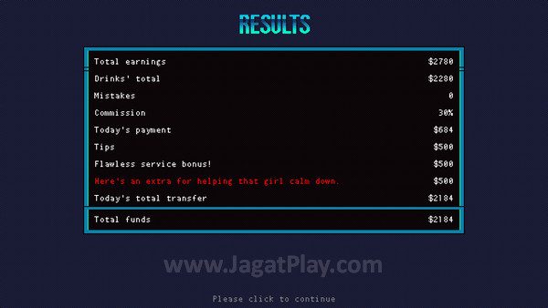 Review VA-11 HALL-A: Cerita Super Menarik! 5 Uang gaji yang Anda terima tergantung dari kemampuan Anda untuk membuat pesanan dengan benar