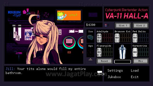 Review VA-11 HALL-A: Cerita Super Menarik! 10 Percakapan di dalam game ini tergolong kasar dan bernuansa seks, sehingga tidak cocok untuk remaja dan anak-anak