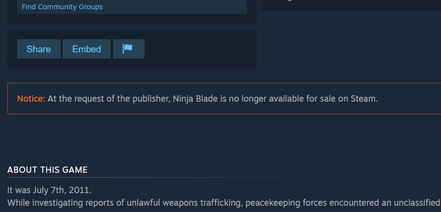ninja blade steam