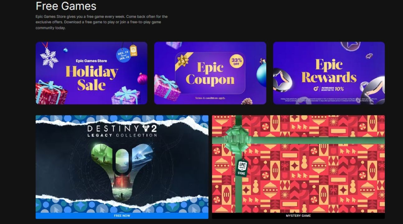 epic games store free game holiday season