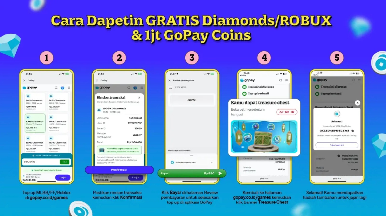 cara dapetin gratis Diamonds/ROBUX