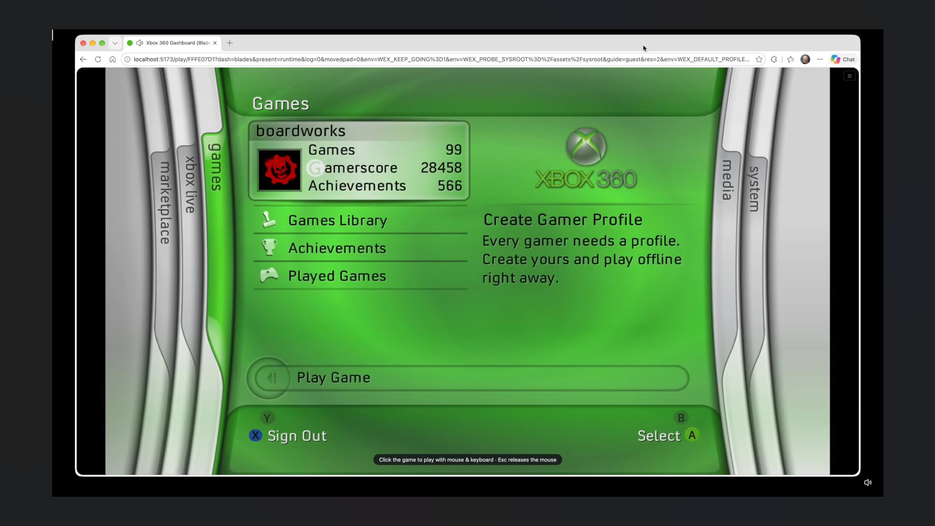 Xbox Labs Bangkitkan Dashboard Xbox 360 Blades di PC Browser 1 xbox labs